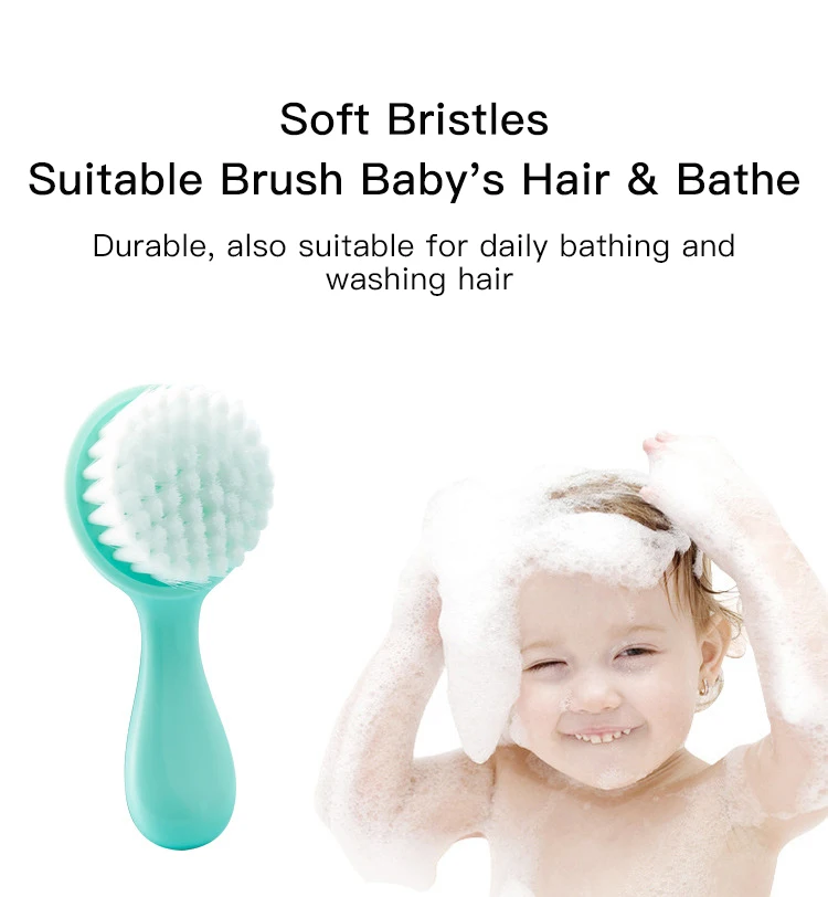 Cute 2 in 1 Eco-friendly Infant Care Baby Comb Brush Set Soft Bristles Hair Brush Round Shape Cute 2 in 1 Eco-friendly Infant Care Baby Comb Brush Set Soft Bristles Hair Brush Round Shape