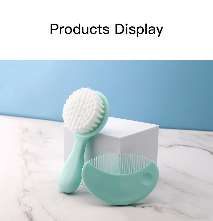 Cute 2 in 1 Eco-friendly Infant Care Baby Comb Brush Set Soft Bristles Hair Brush Round Shape Cute 2 in 1 Eco-friendly Infant Care Baby Comb Brush Set Soft Bristles Hair Brush Round Shape