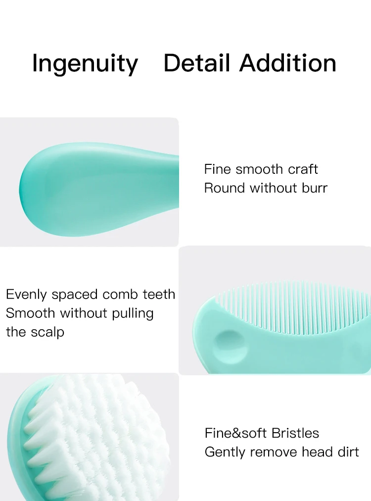 Cute 2 in 1 Eco-friendly Infant Care Baby Comb Brush Set Soft Bristles Hair Brush Round Shape Cute 2 in 1 Eco-friendly Infant Care Baby Comb Brush Set Soft Bristles Hair Brush Round Shape