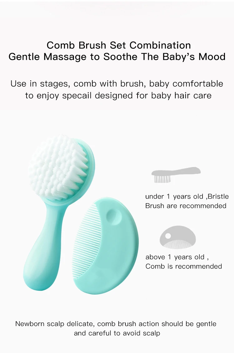 Cute 2 in 1 Eco-friendly Infant Care Baby Comb Brush Set Soft Bristles Hair Brush Round Shape Cute 2 in 1 Eco-friendly Infant Care Baby Comb Brush Set Soft Bristles Hair Brush Round Shape