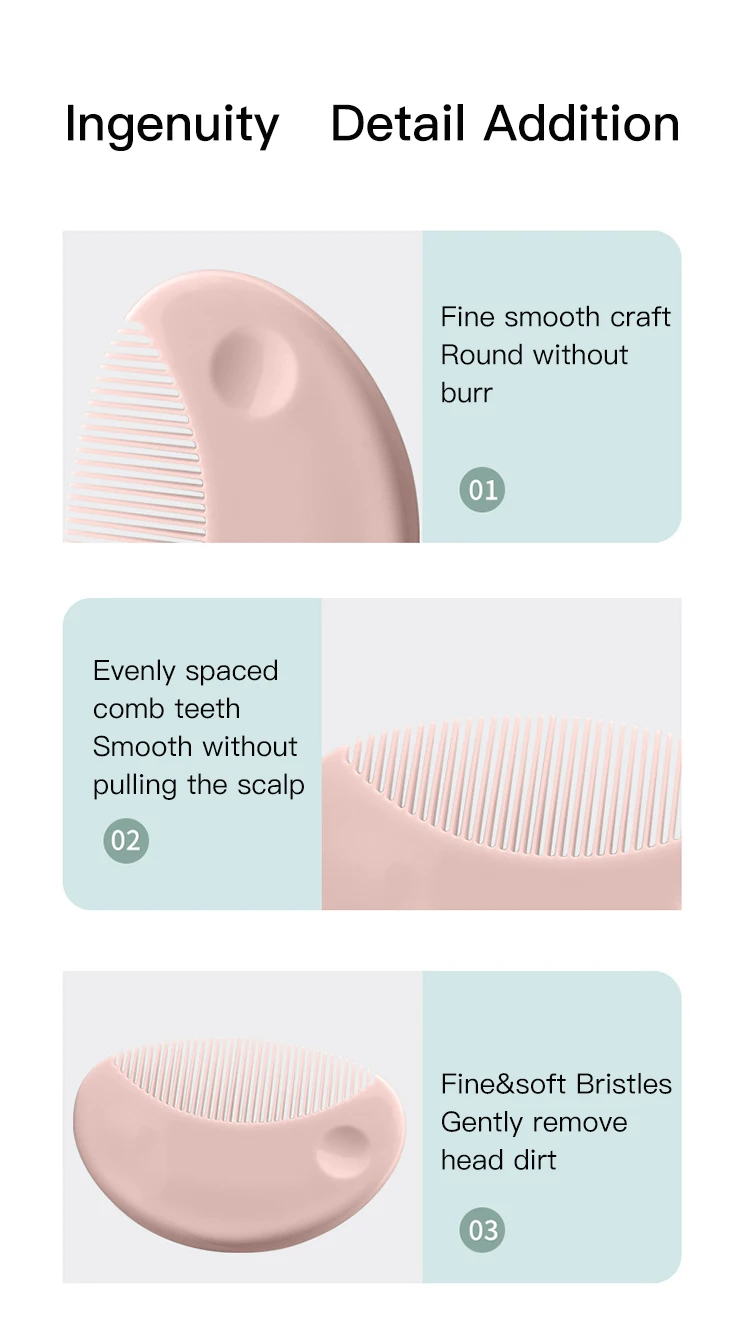 Cute 2 in 1 Eco-friendly Infant Care Baby Comb Brush Set Soft Bristles Hair Brush Round Shape Cute 2 in 1 Eco-friendly Infant Care Baby Comb Brush Set Soft Bristles Hair Brush Round Shape